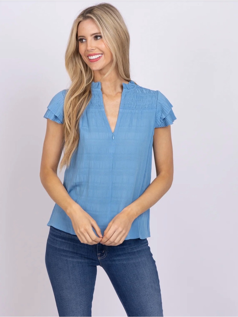 Caballero Kaz Top in Azure Blue